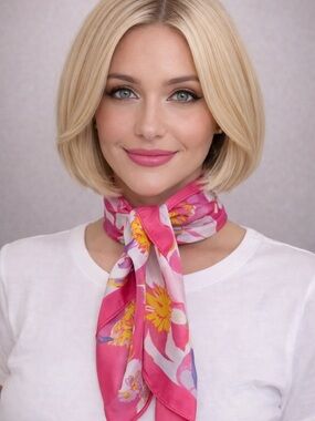 Pink Floral Silk-Feel Neck Scarf - Women Accessories